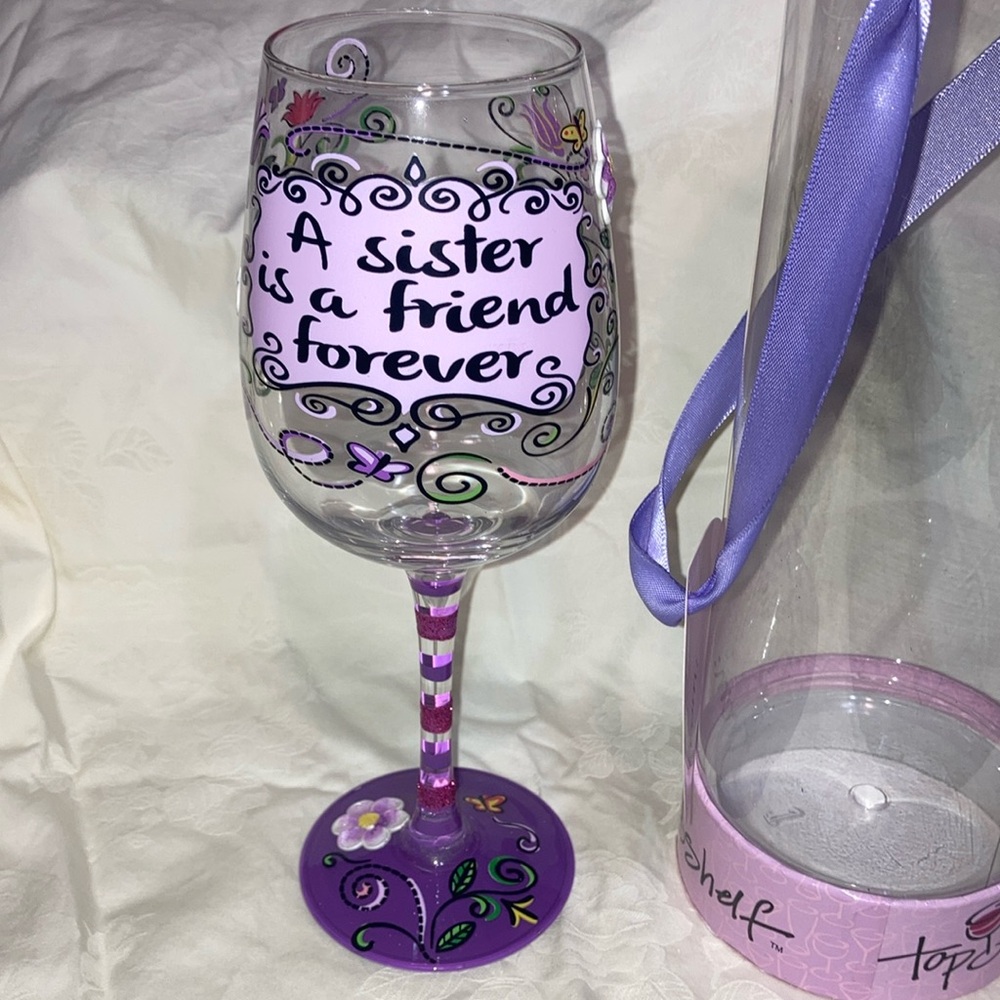 Brand new hand painted wine 🍷 glass -15 fl oz